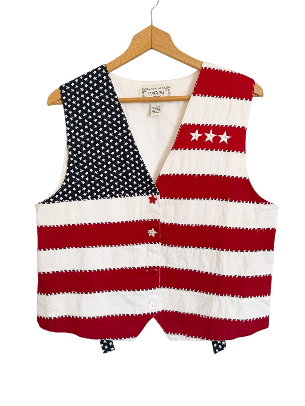 Vintage Tantrums American Flag Theme Patriotic Vest size L